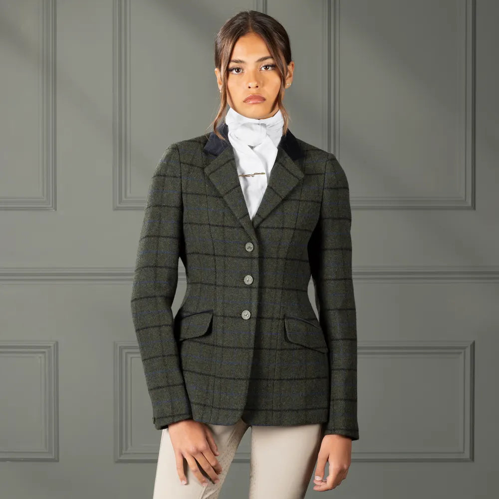 Ladies Aubrion Saratoga Tweed Jacket - Dark Green Check
