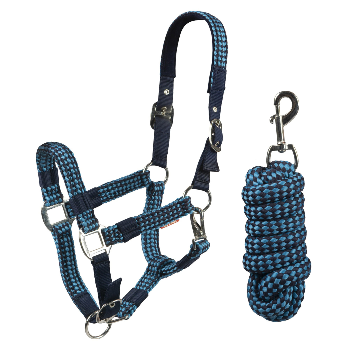 Horka Braided Headcollar & Leadrope Set - Turquoise/Navy