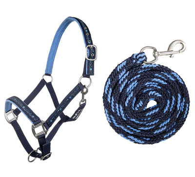 HKM Head collar & lead rope (180cm), snap hook -Stars-