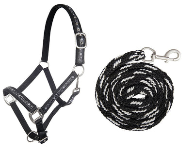 HKM Head collar & lead rope (180cm), snap hook -Stars-