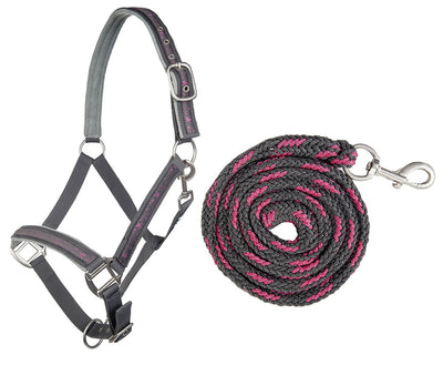HKM Head collar & lead rope (180cm), snap hook -Stars-