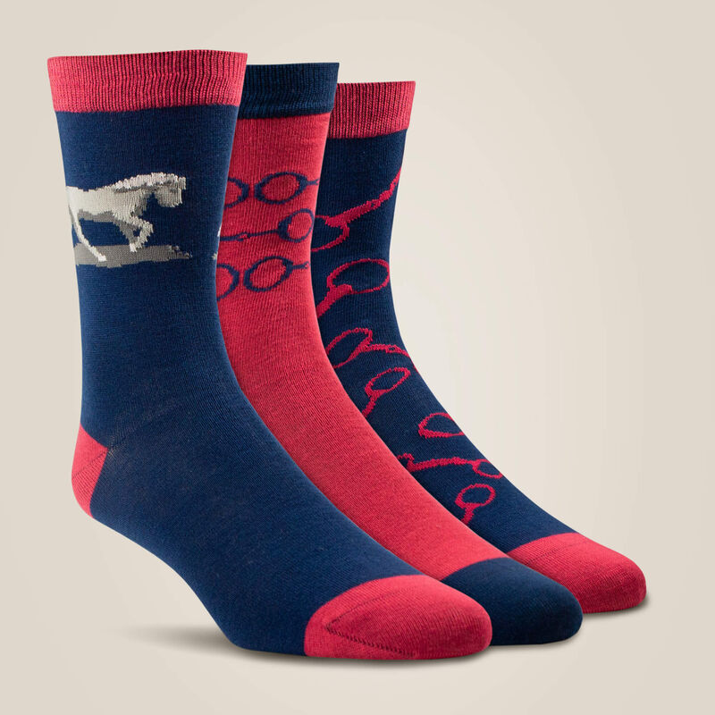 Ariat Charm Crew Socks - Red/ Navy