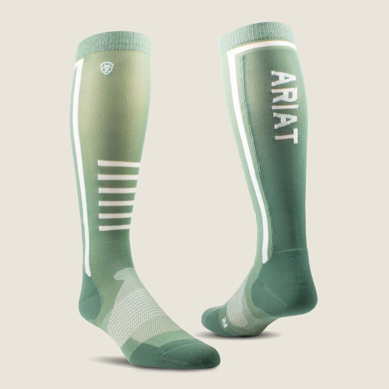 Ariat Women's Slimline Performance Socks - Lily Pad/ Duck Green