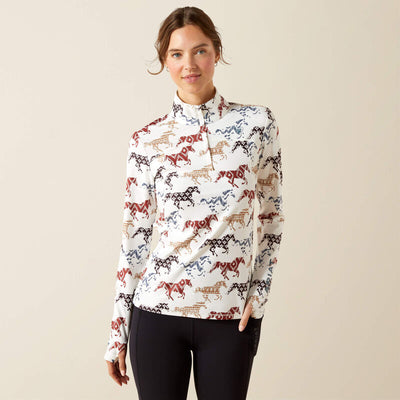 Ariat Lowell 3.0 1/4 Zip Baselayer - Painted Ponies Print