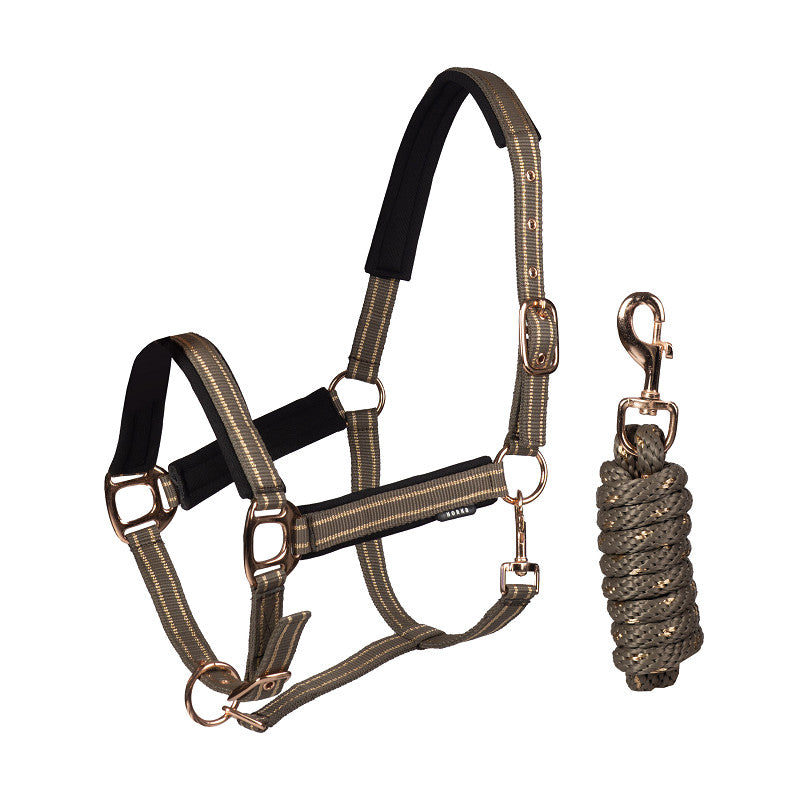 Horka Deluxe Headcollar & Leadrope Set - Coffee