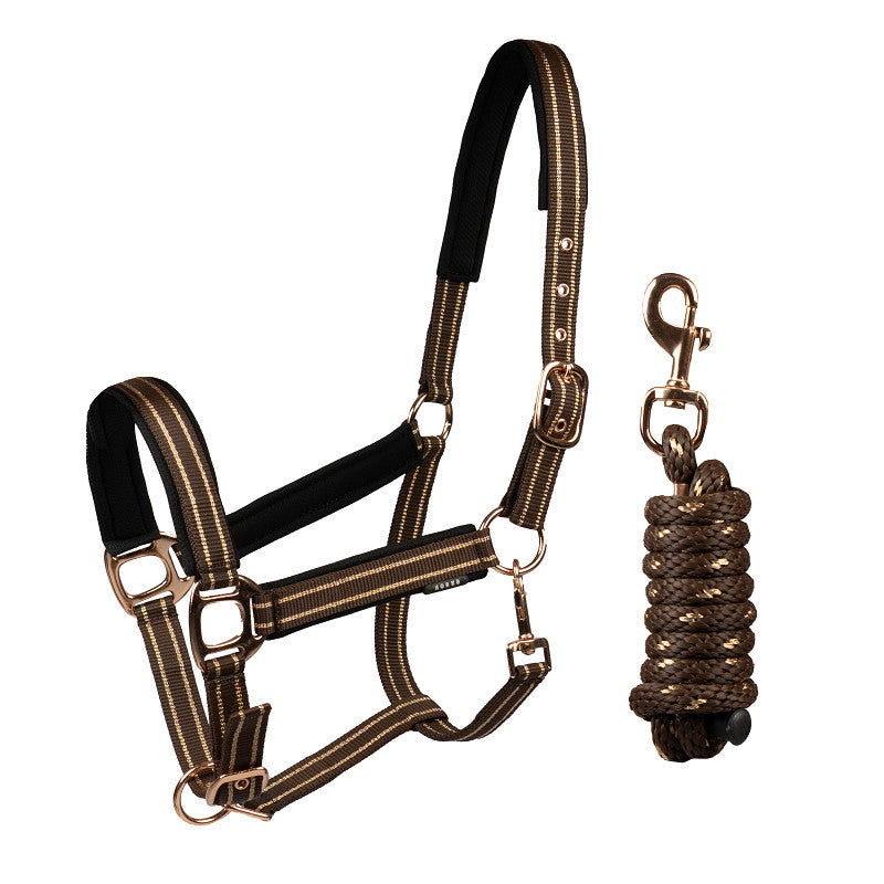 Horka Deluxe Headcollar & Leadrope Set - Dark Chocolate
