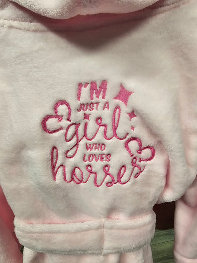 I'm Just a Girl Who Loves Horses Kids Bathrobe Dressing Gown