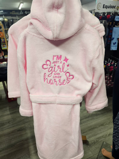 I'm Just a Girl Who Loves Horses Kids Bathrobe Dressing Gown
