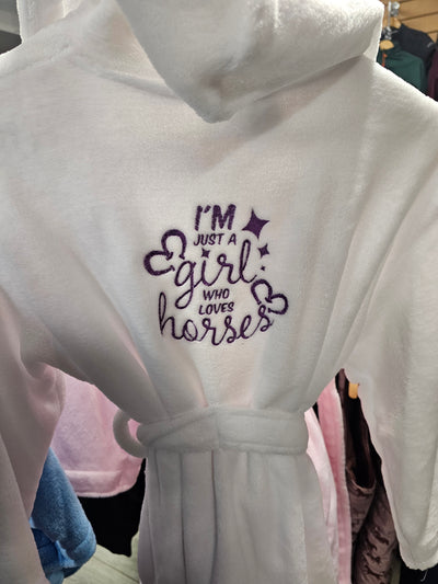 I'm Just a Girl Who Loves Horses Kids Bathrobe Dressing Gown