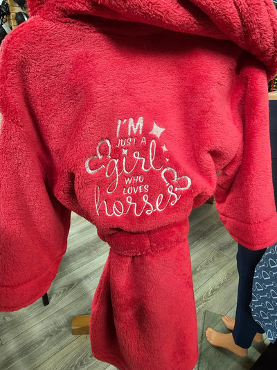 I'm Just a Girl Who Loves Horses Kids Bathrobe Dressing Gown