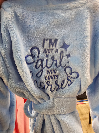 I'm Just a Girl Who Loves Horses Kids Bathrobe Dressing Gown