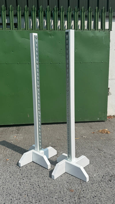 Show Jump Uprights Pair - Wooden with Metal Track - White- Collection Only