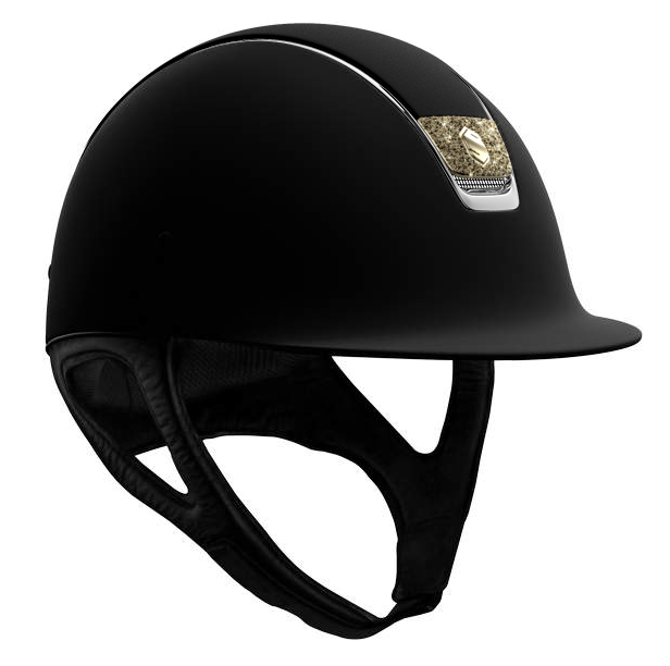 Samshield Shadowmatt with Gold Crystal Fabric Blazon & Chrome Silver Trim