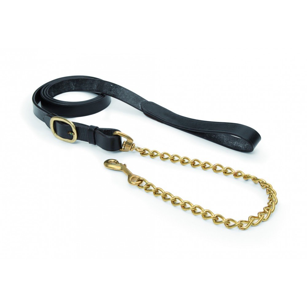 Shires Blenheim Leather Lead With Chain