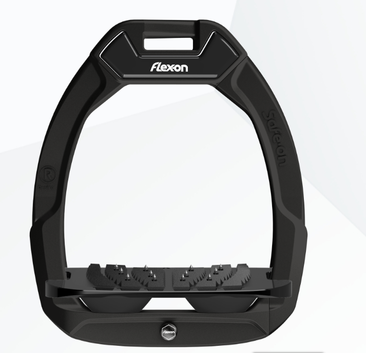Flex-On Safe-On Stirrups - Black Frame, Black Footbed, Black Shock Absorbers